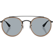 Ray Ban Men Round Frame Polished Black Sunglasses