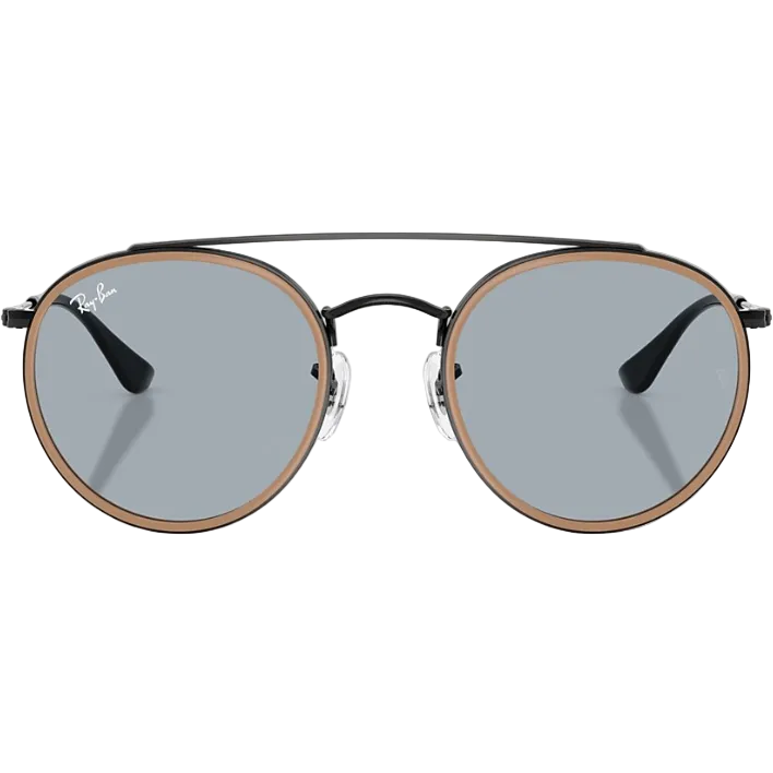 Ray Ban Women Round Frame Polished Black Sunglasses