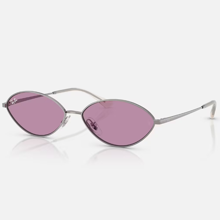 Ray Ban Men Oval Frame Shiny Gunmetal Sunglasses
