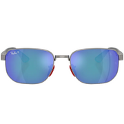 Ray Ban Men Irregular Frame Polished Shiny Gunmetal Sunglasses