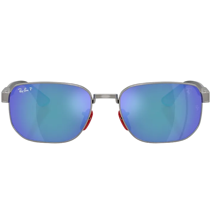 Ray Ban Men Irregular Frame Polished Shiny Gunmetal Sunglasses