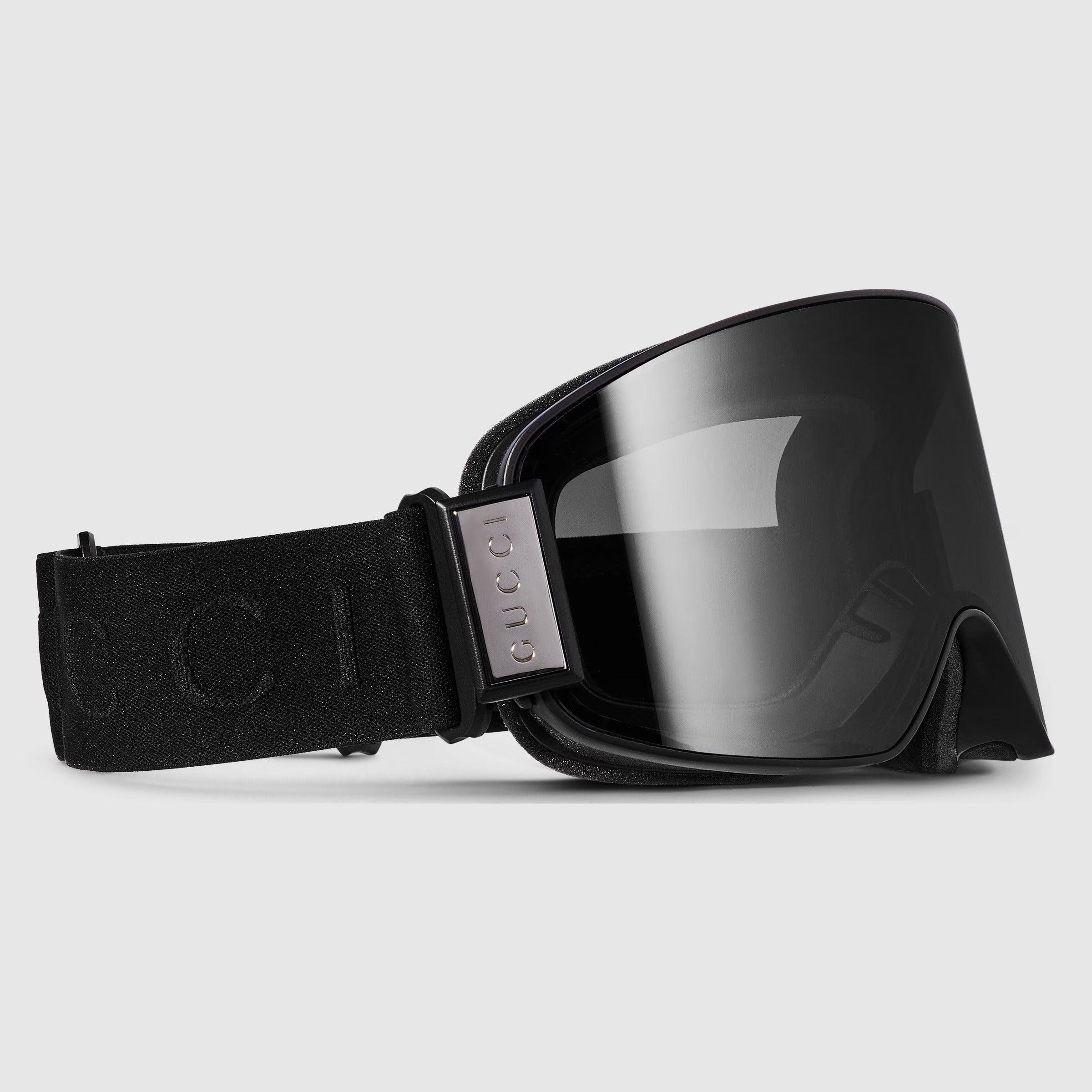 Gucci Men Mask-shaped Shiny Black Sunglasses