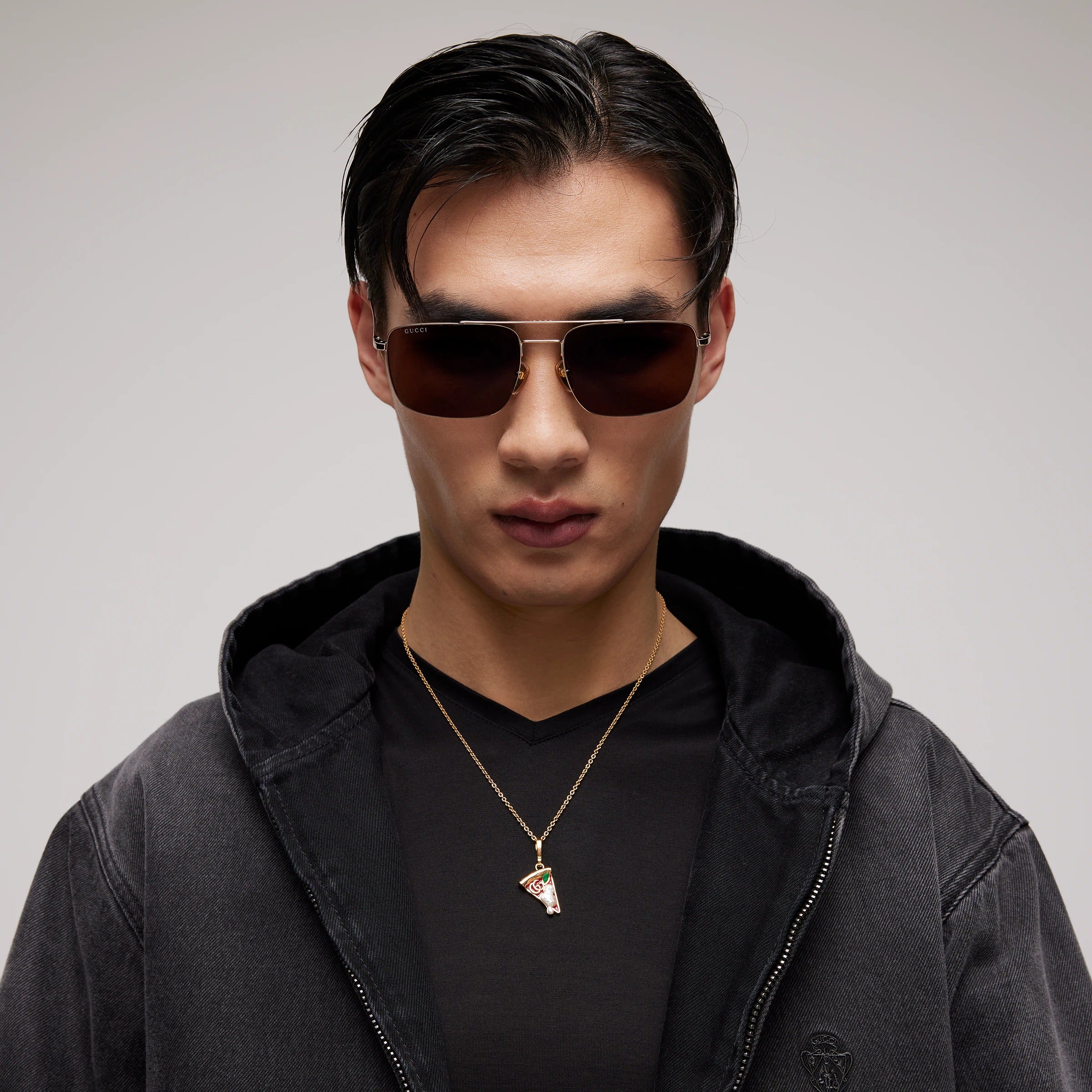 Gucci Men Specialized-fit Navigator Gold Sunglasses