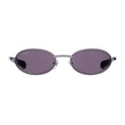 Gucci Men Oval Frame Ruthenium-Tone Sunglasses