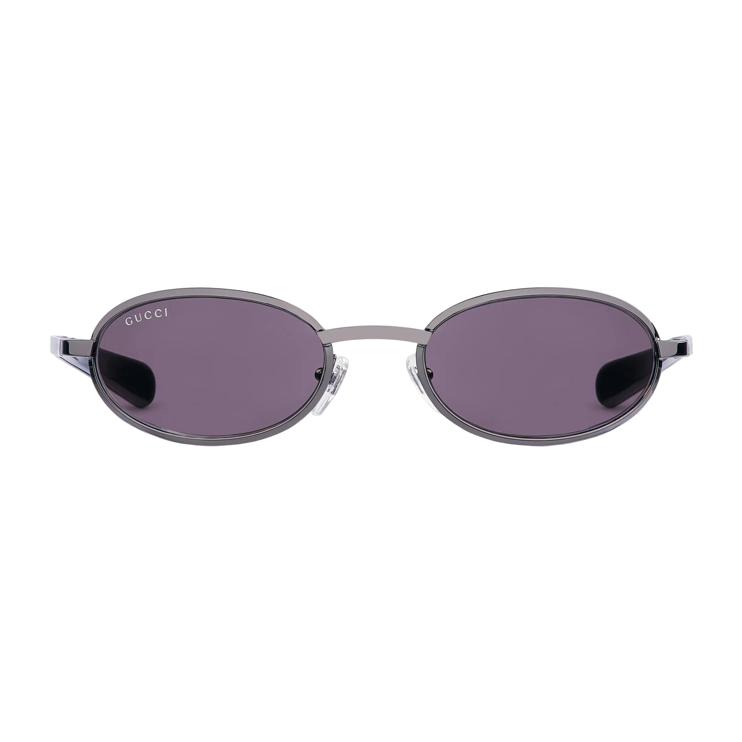 Gucci Men Oval Frame Ruthenium-Tone Sunglasses