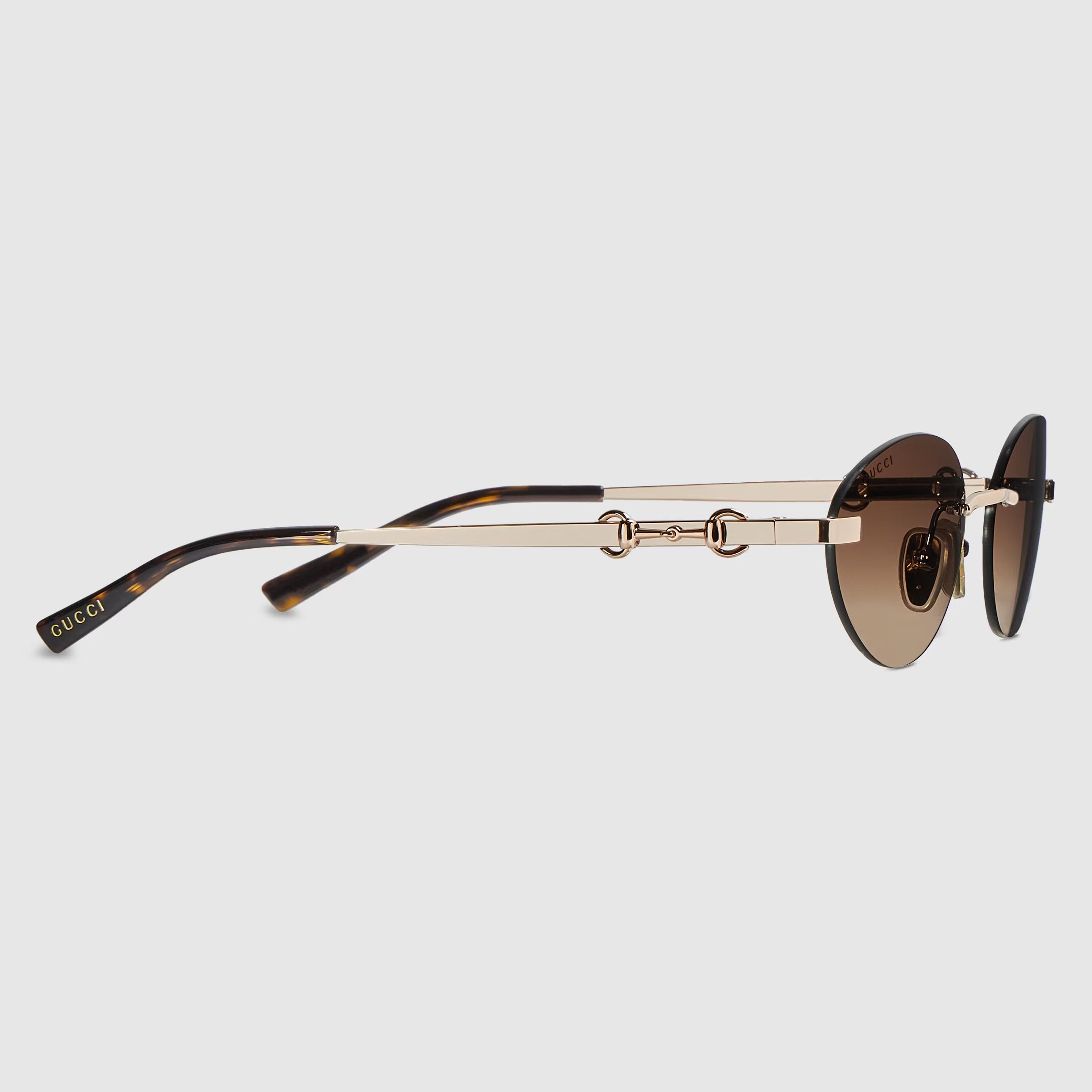 Gucci Women Frameless Oval Frame Ivory Sunglasses
