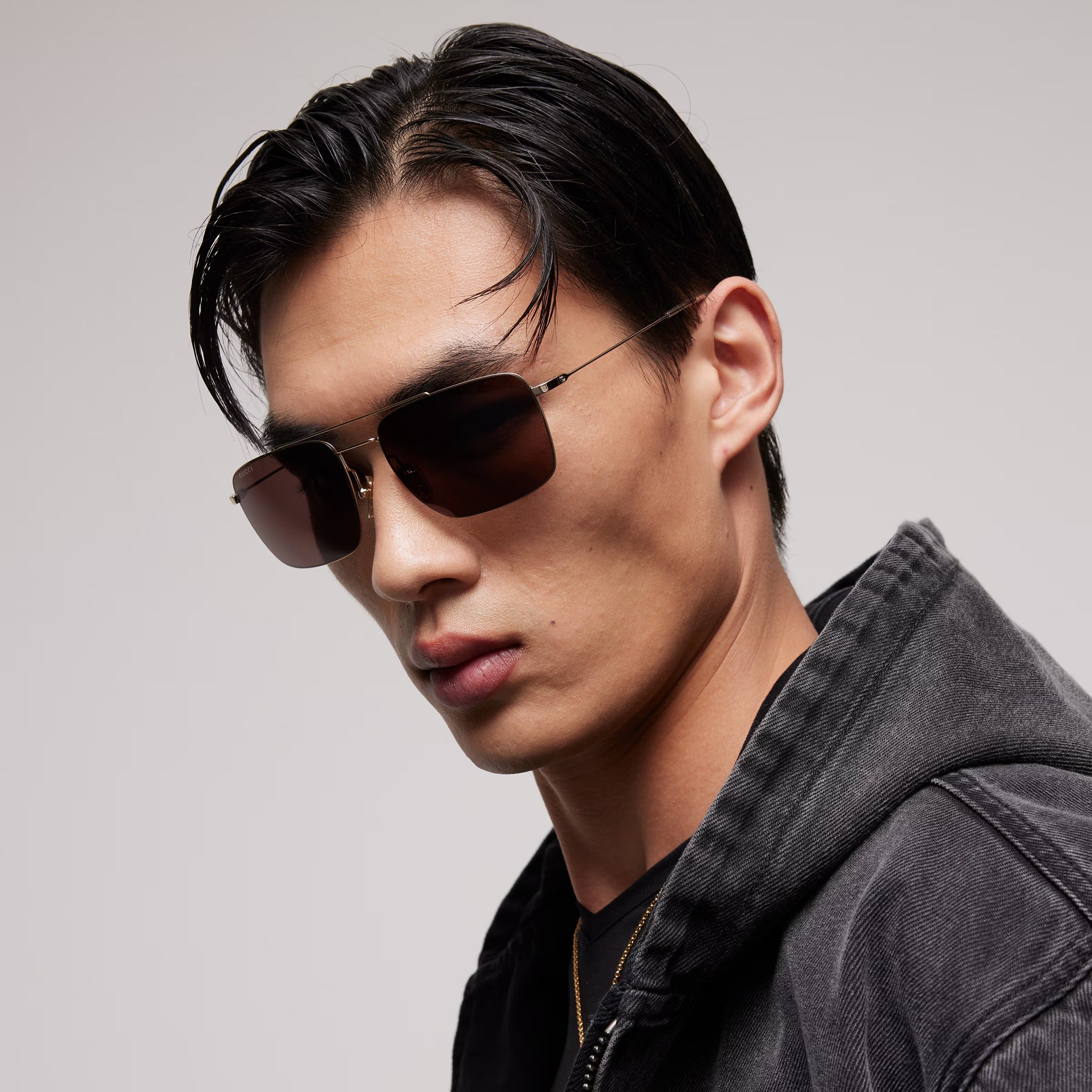 Gucci Men Specialized-fit Navigator Gold Sunglasses