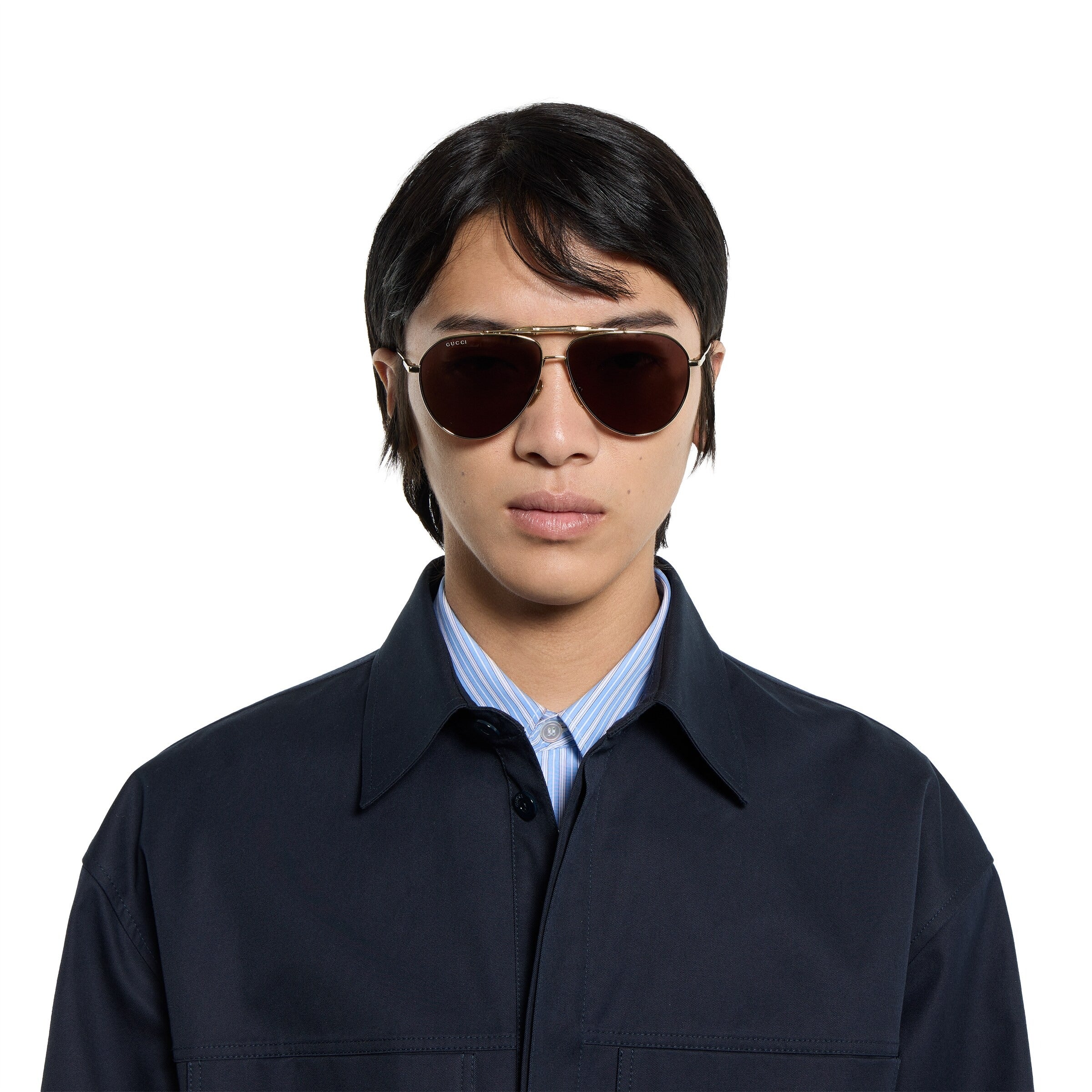 Gucci Men Pilot Gold Sunglasses