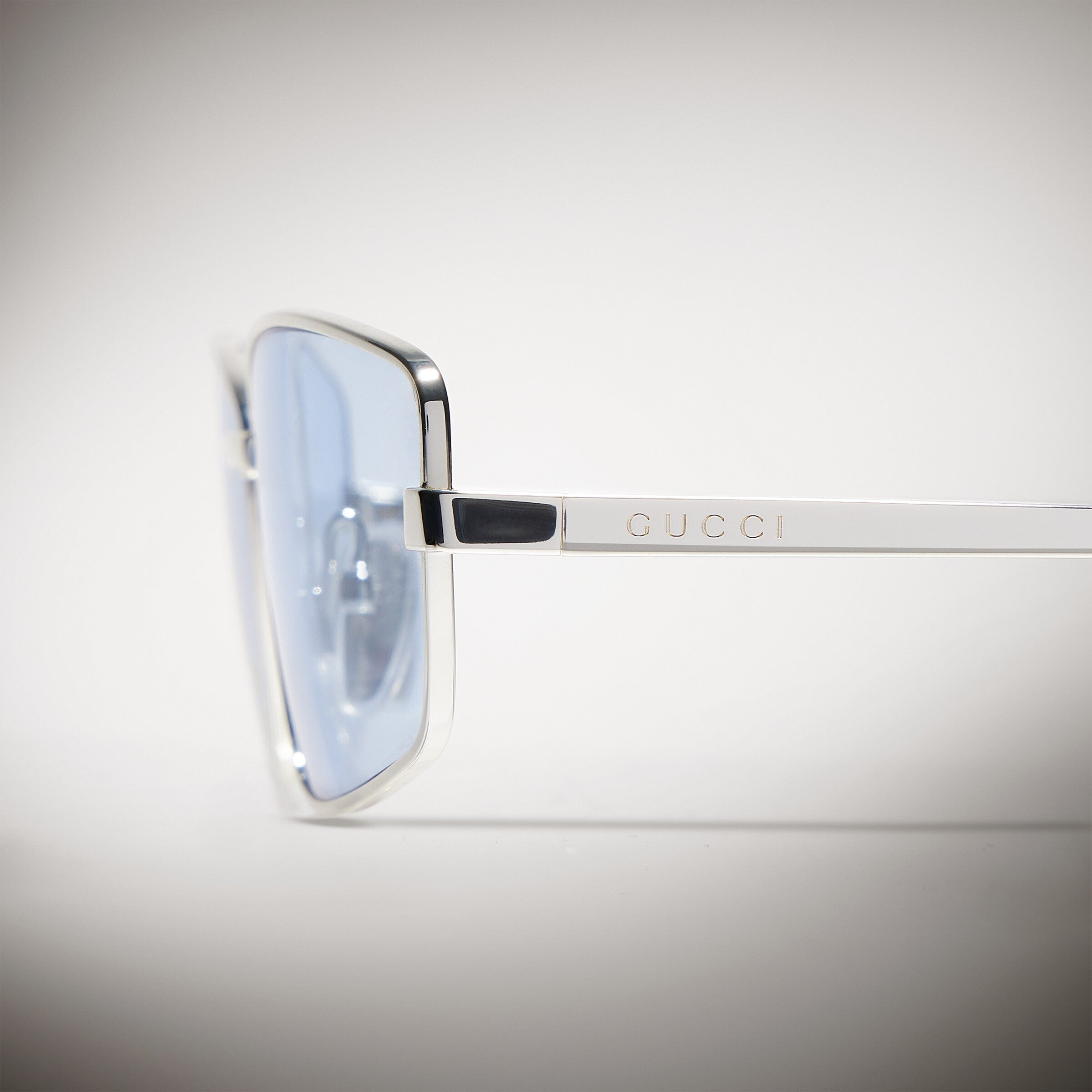 Gucci Unisex Rectangular Frame Silver Sunglasses