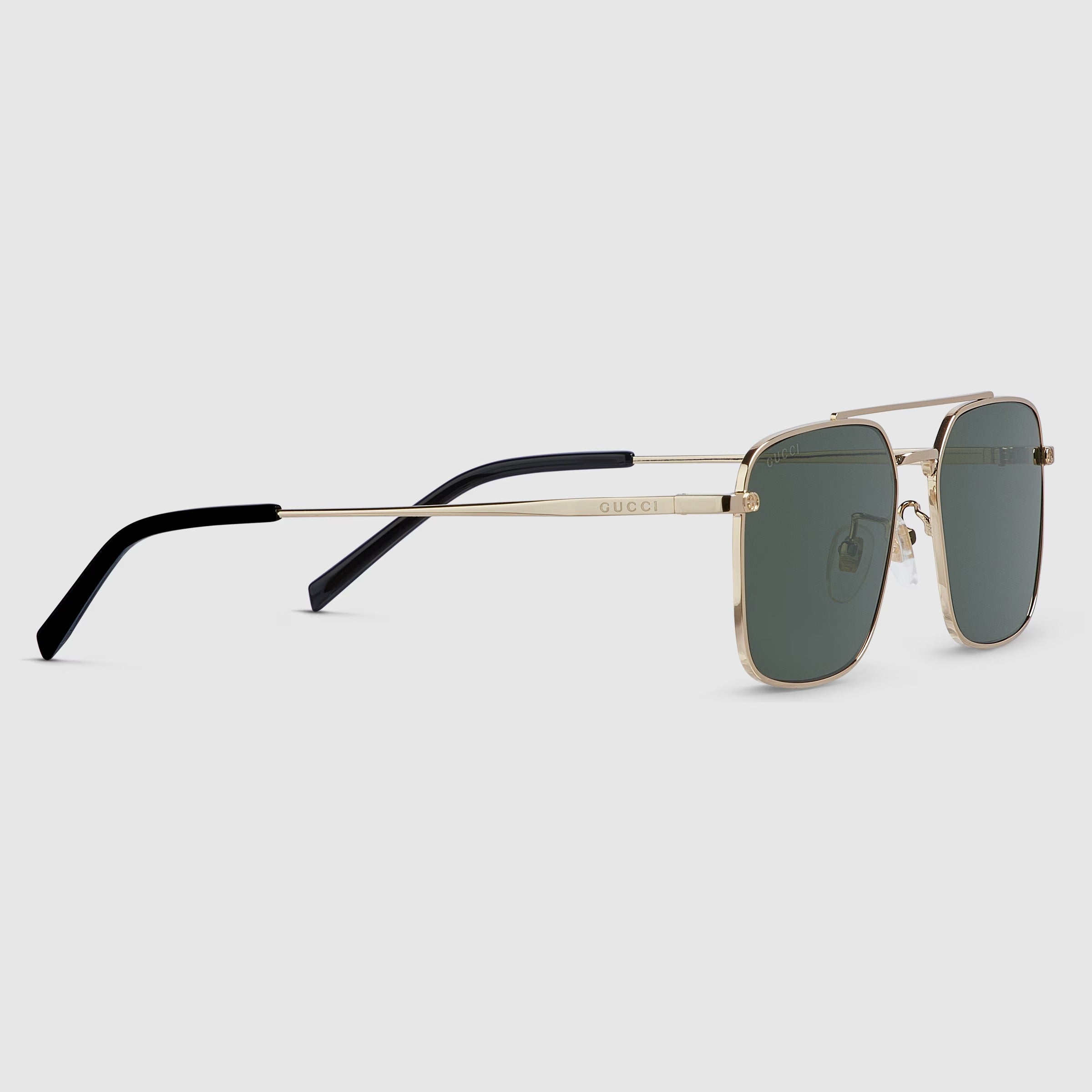Gucci Men Specialized Fit Rectangular Frame Gold Sunglasses