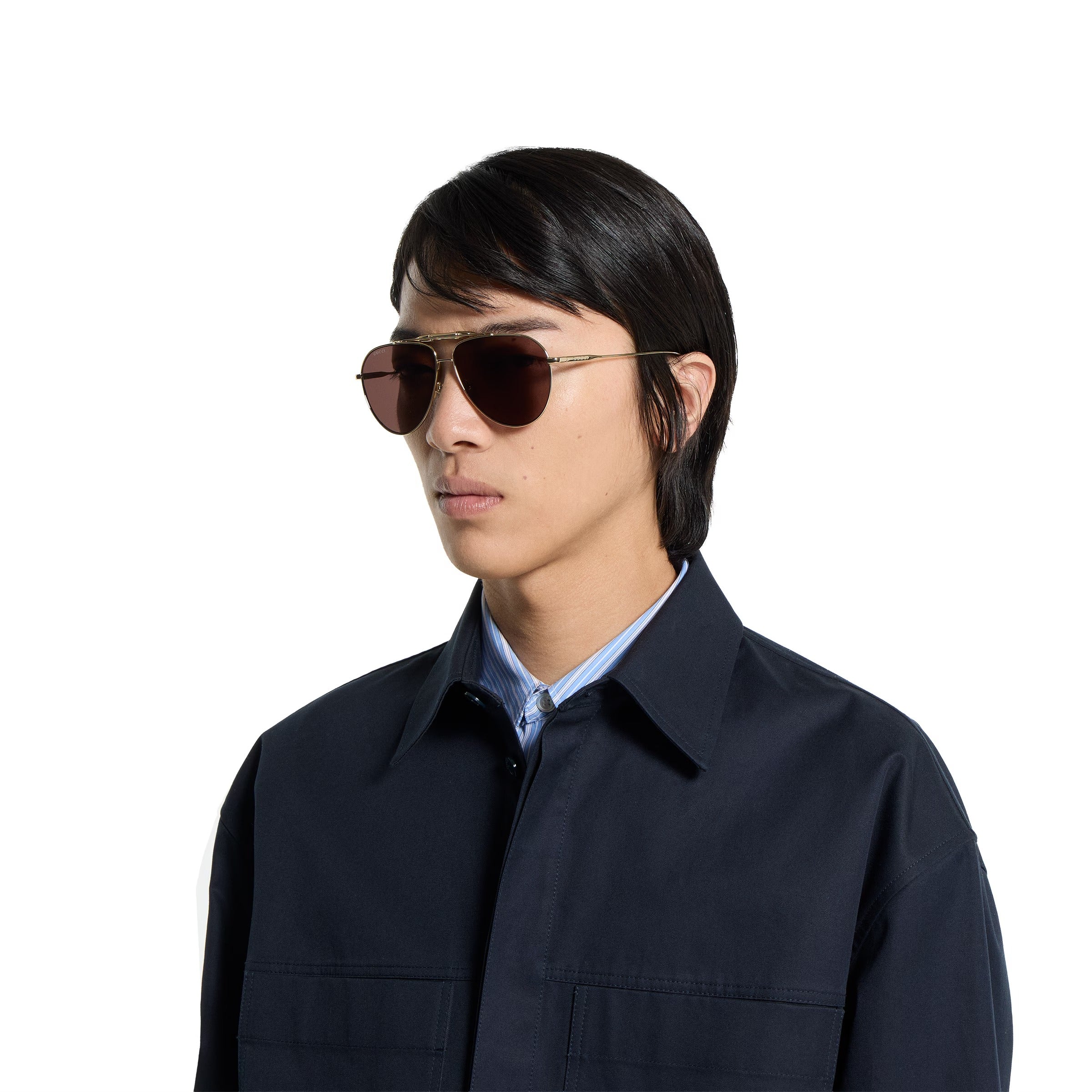Gucci Men Pilot Gold Sunglasses
