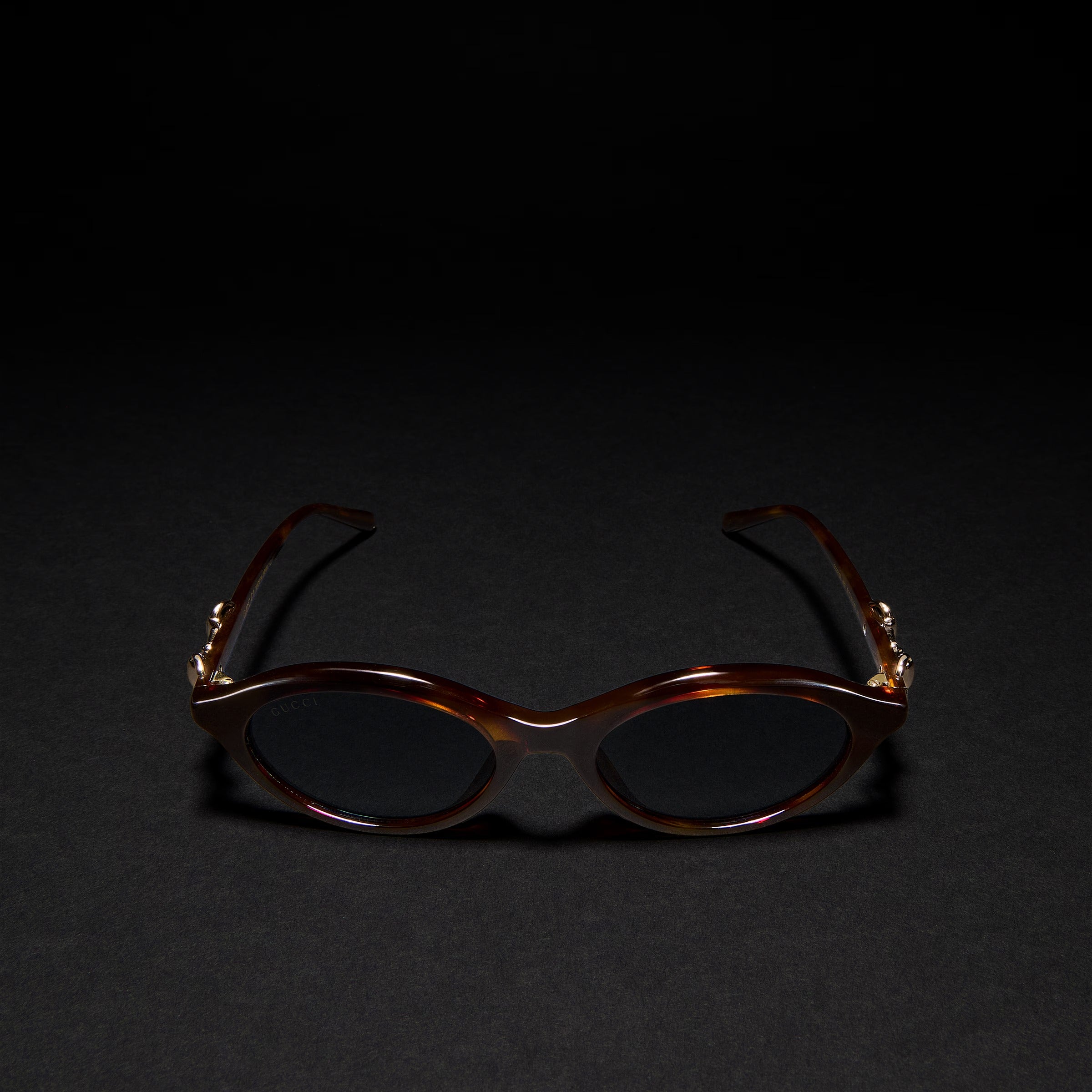 Gucci Women Cat-eye Frame Shiny Brown Tortoiseshell Sunglasses