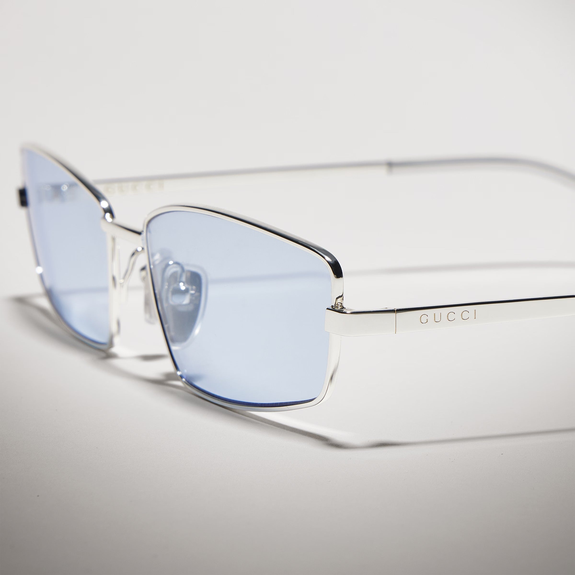 Gucci Unisex Rectangular Frame Silver Sunglasses
