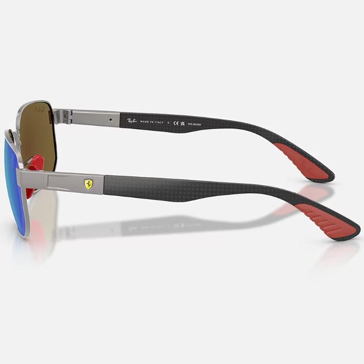 Ray Ban Men Irregular Frame Polished Shiny Gunmetal Sunglasses