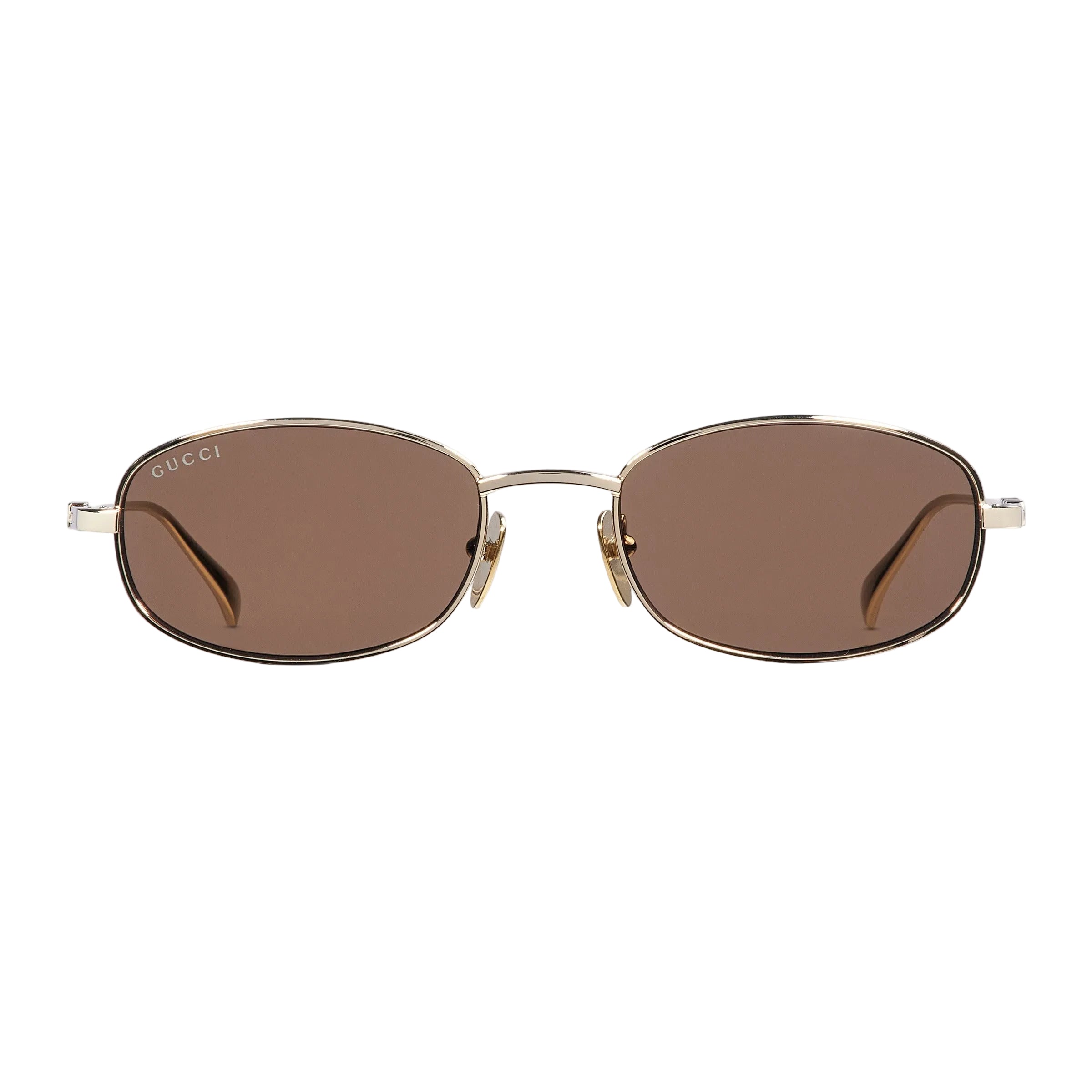 Gucci Women Oval Frame Light Gold Sunglasses