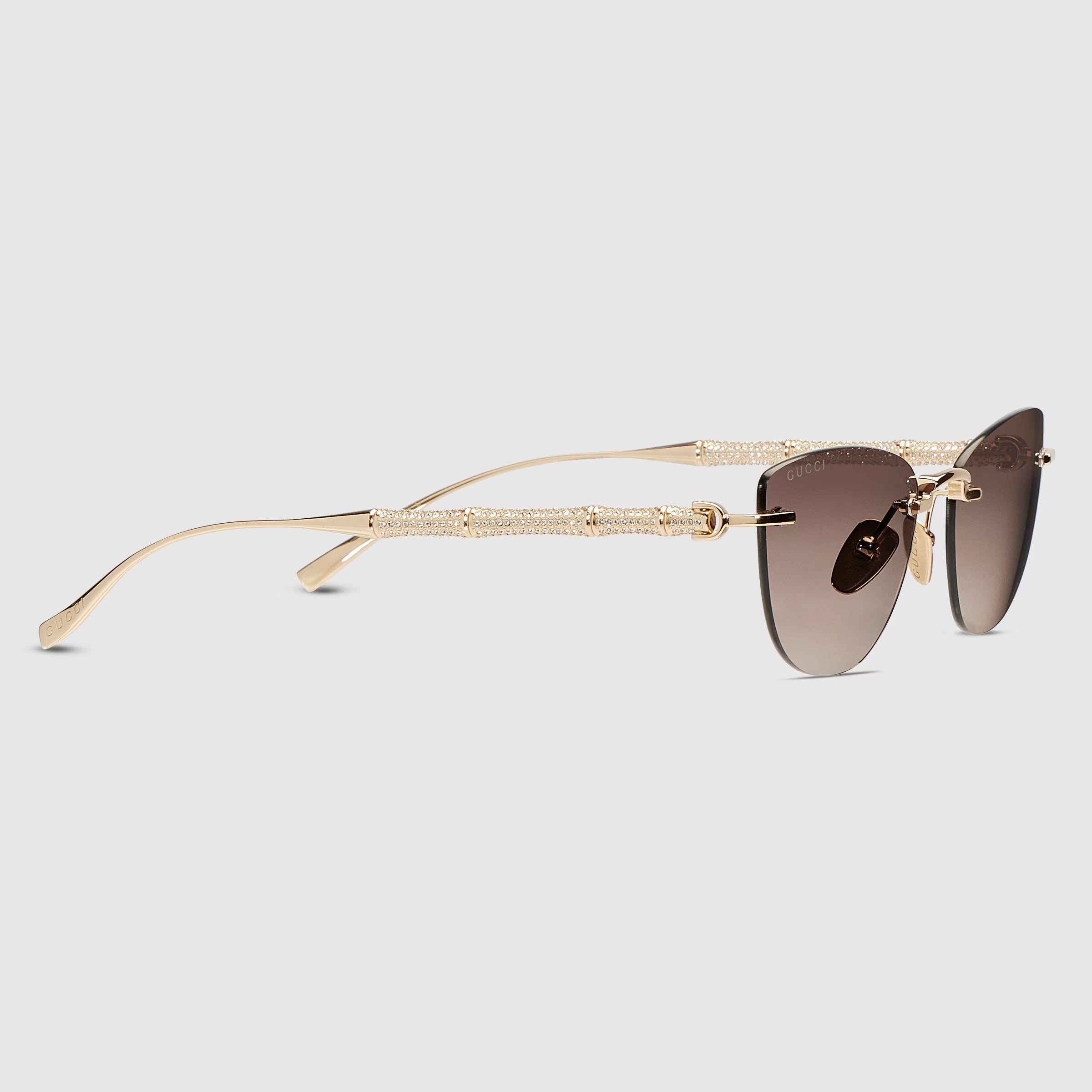 Gucci Women Cat-eye Frame Shiny Natural Gold sunglasses
