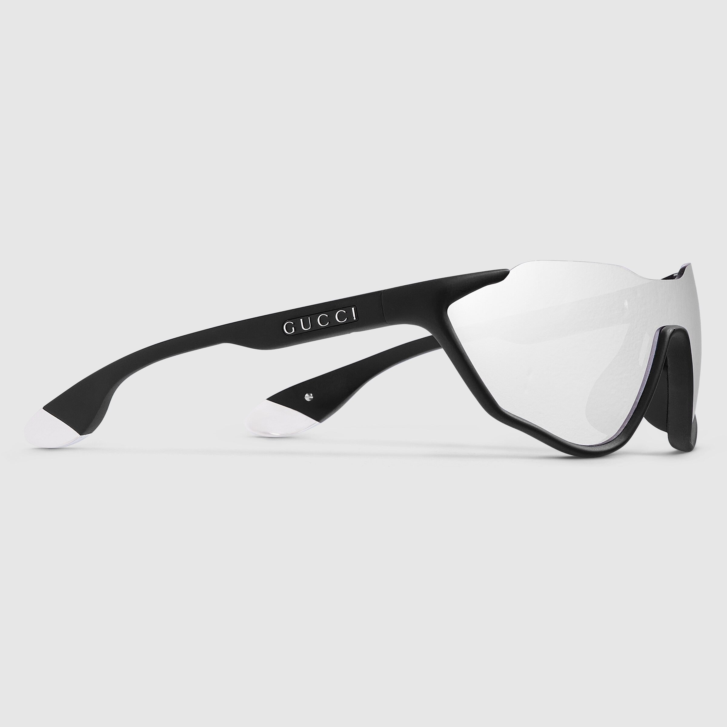 Gucci Men Mask-shaped Matte black Sunglasses