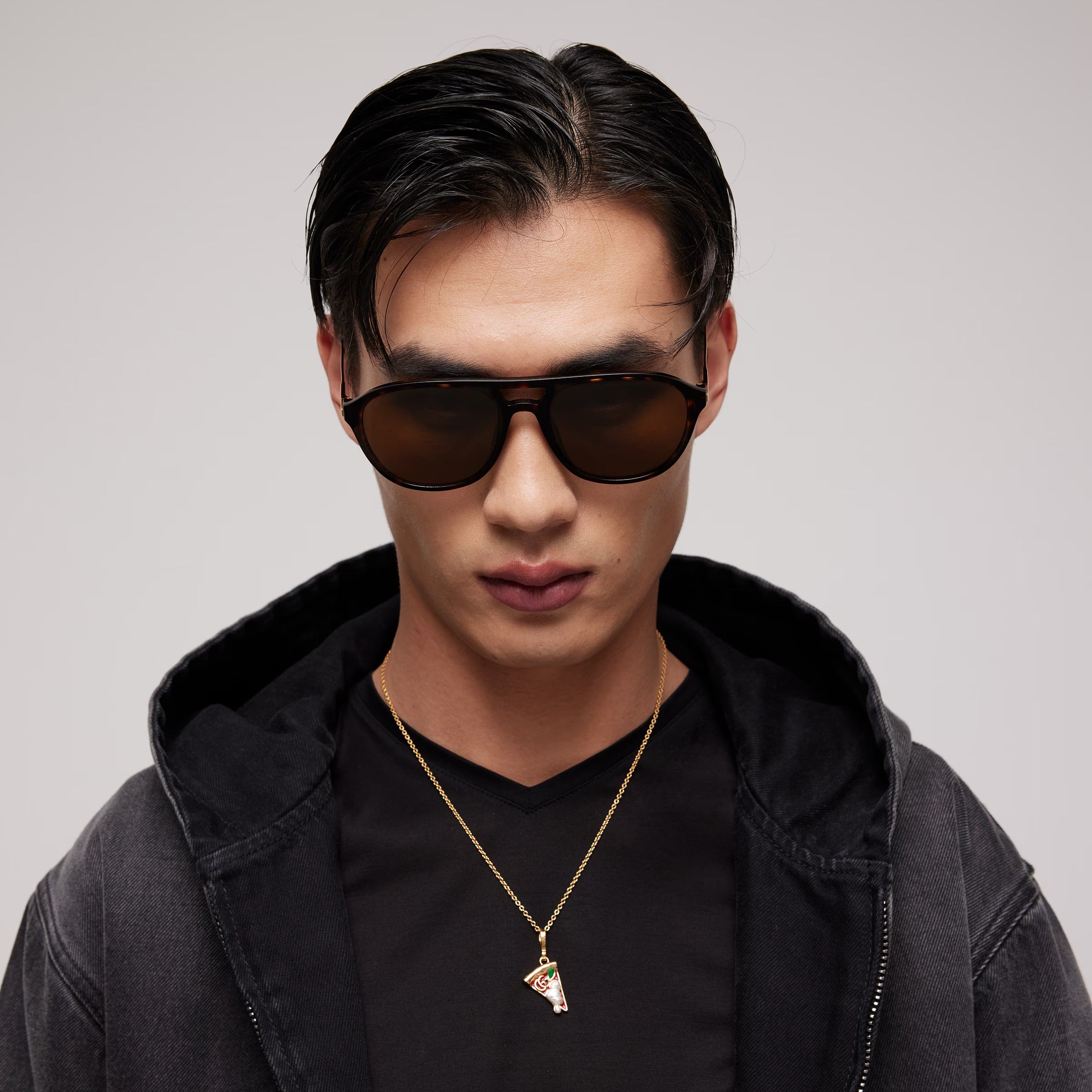 Gucci Men Specialized-fit Navigator Brown Tortoiseshell Sunglasses