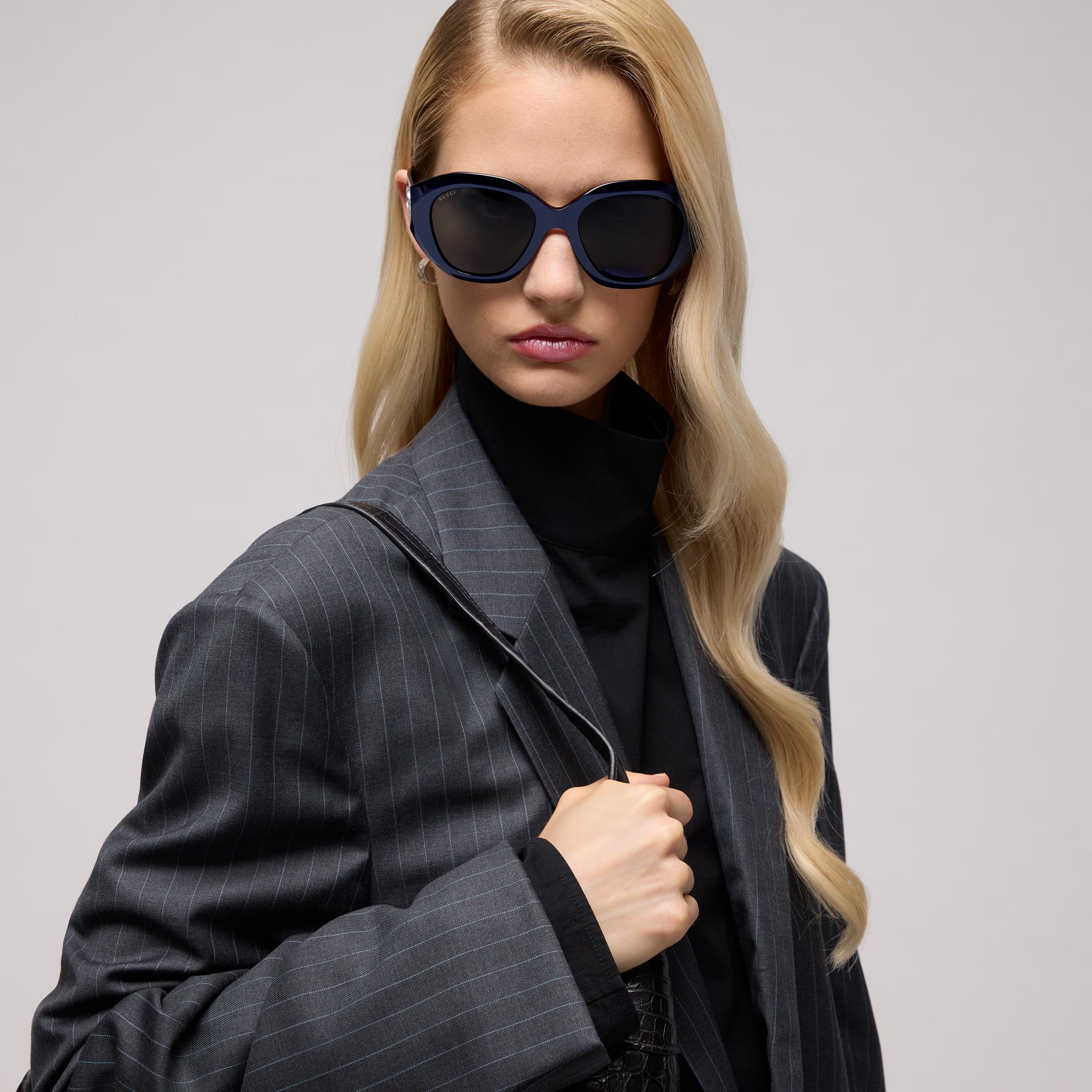 Gucci Women Geometric Frame Blue Sunglasses