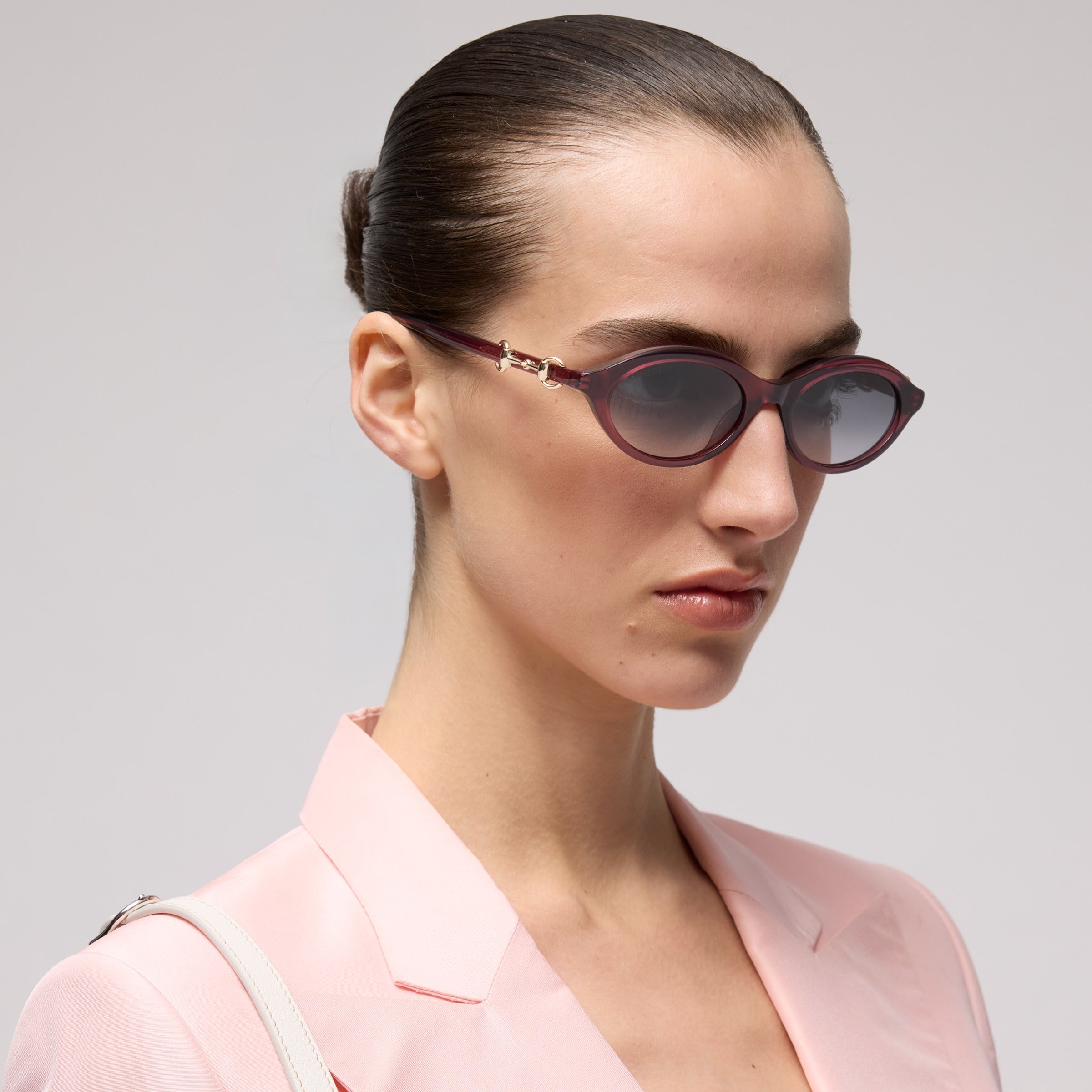 Gucci Women Cat-eye Frame Transparent Burgundy Sunglasses