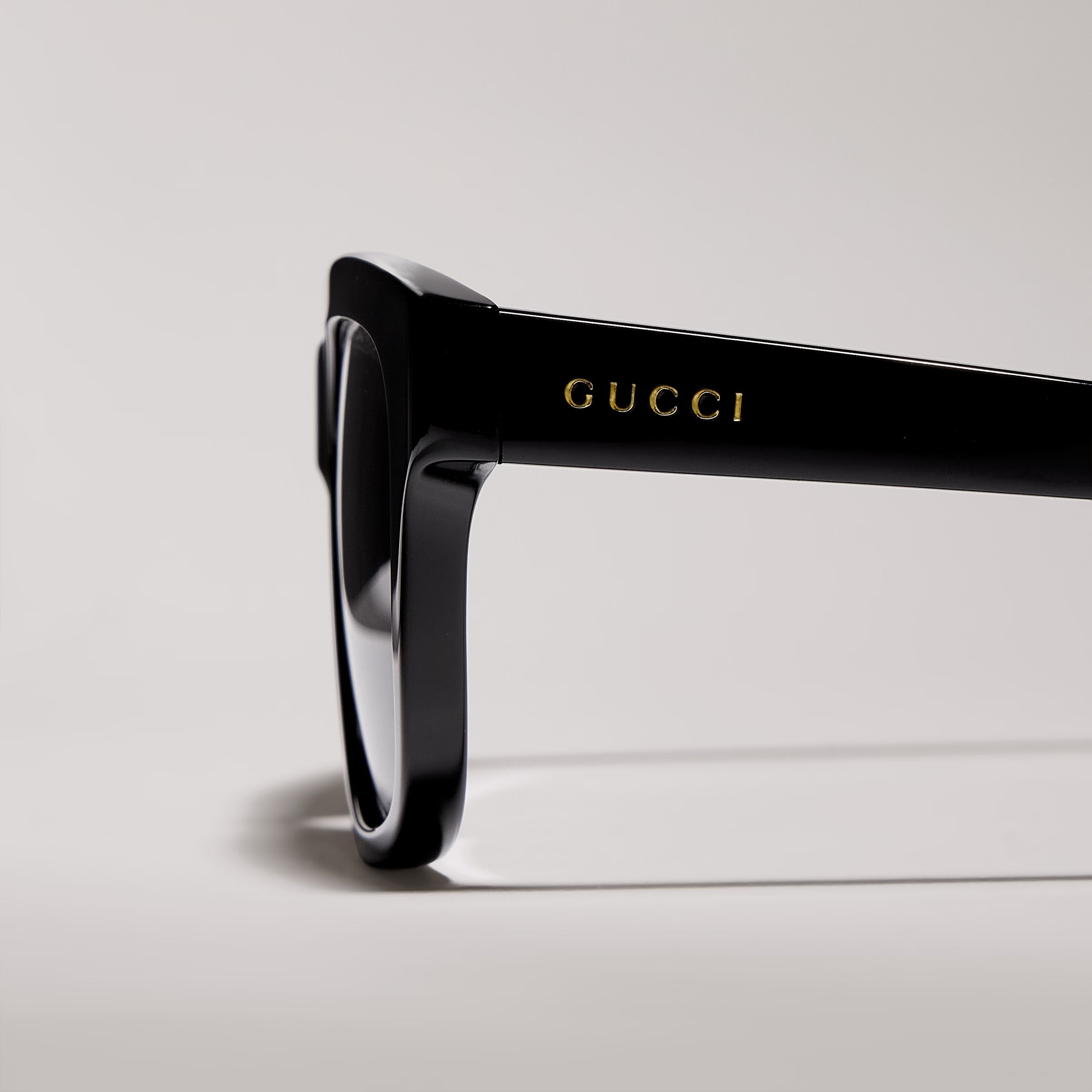 Gucci Men Rectangular Polish Black Sunglasses