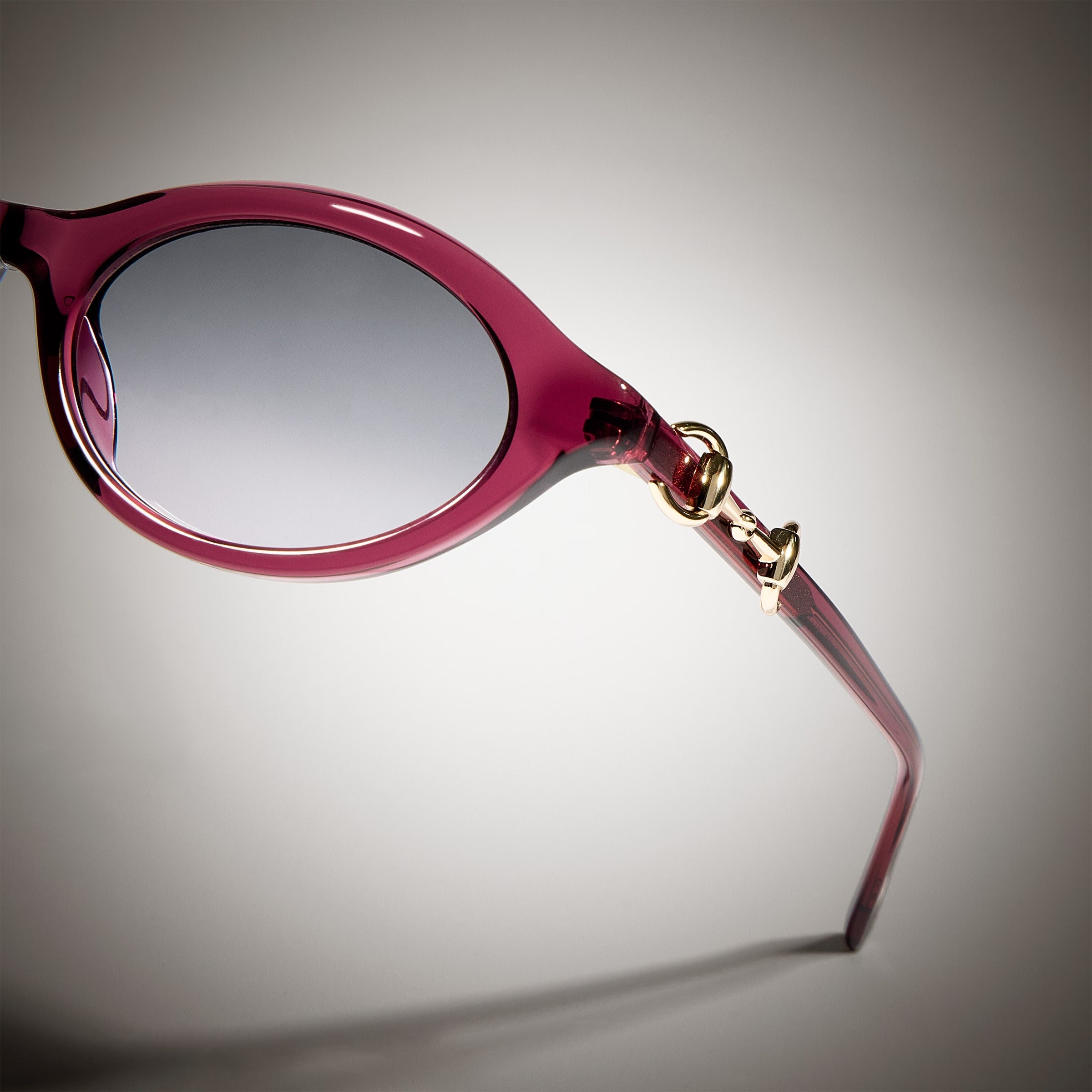 Gucci Women Cat-eye Frame Transparent Burgundy Sunglasses