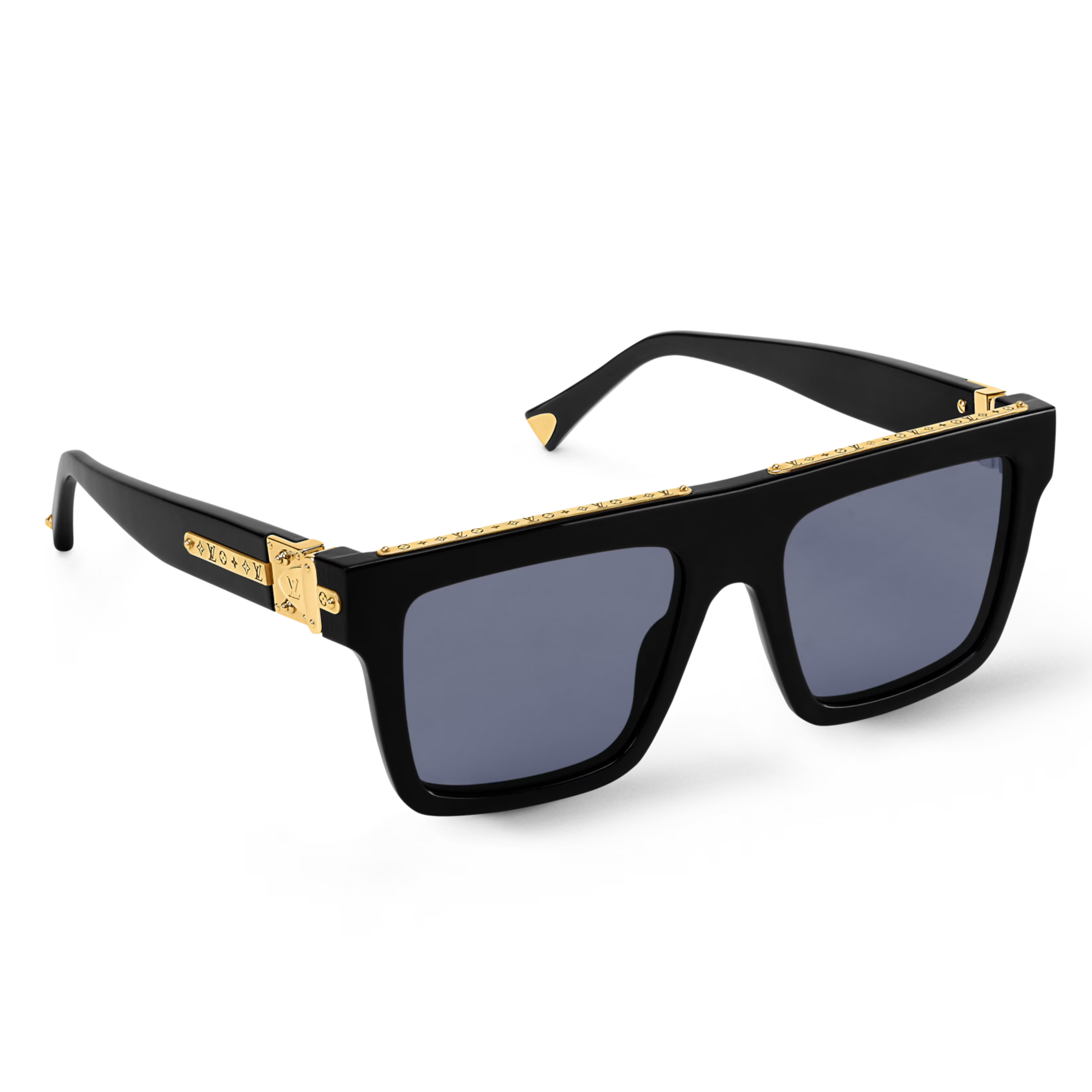Louis Vuitton Men Square Frame Crow Black Sunglasses