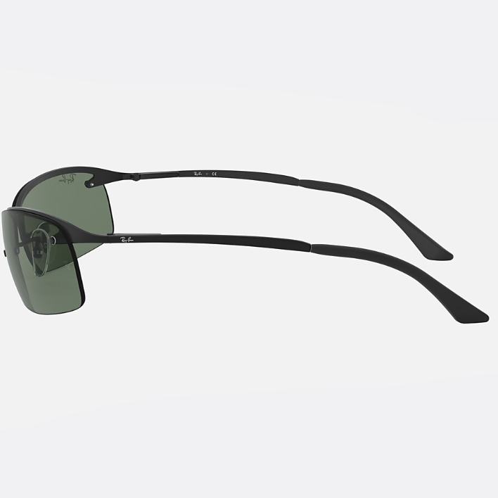 Ray Ban Men Rectangle Frame Shiny Matte Black Sunglasses