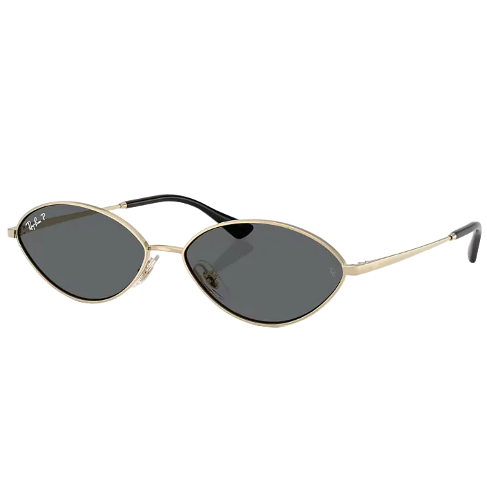 Ray Ban Men Oval Frame Polished Pale Gold Sunglasses