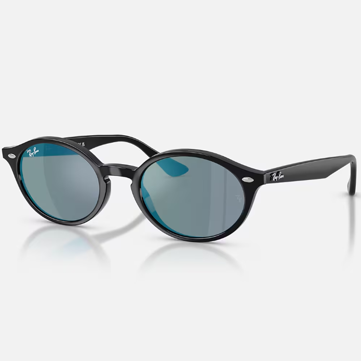 Ray Ban Men Oval Frame Shiny Dusty Black Sunglasses
