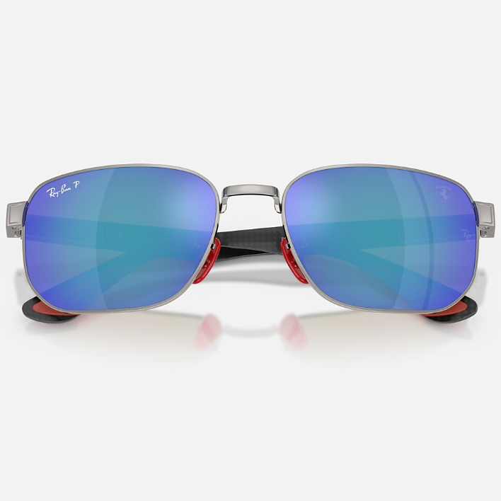 Ray Ban Men Irregular Frame Polished Shiny Gunmetal Sunglasses