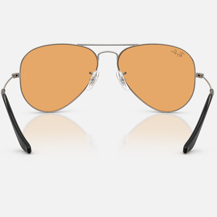 Ray Ban Men Pilot Frame Shiny Polished Gunmetal Sunglasses