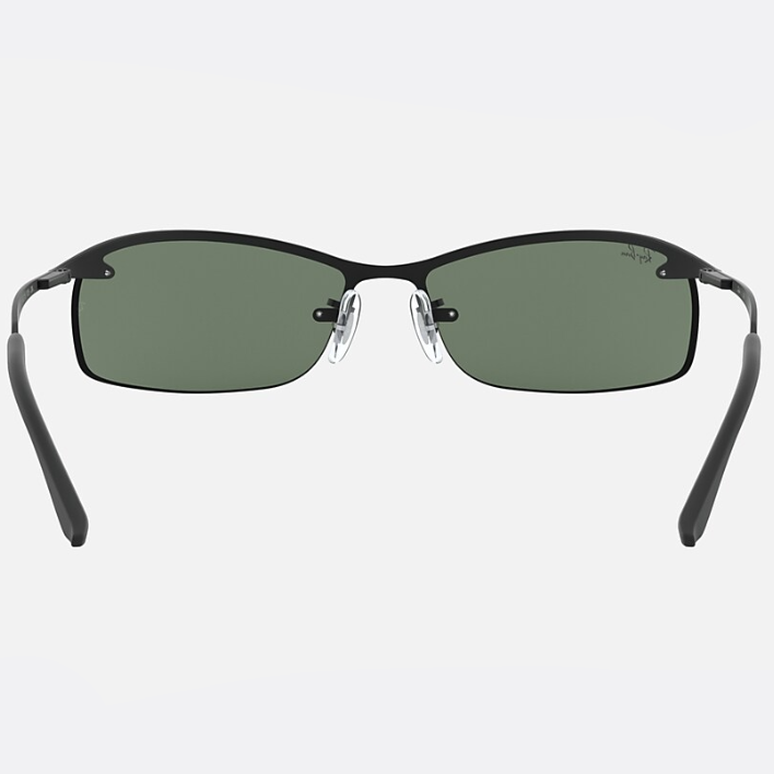 Ray Ban Men Rectangle Frame Shiny Matte Black Sunglasses