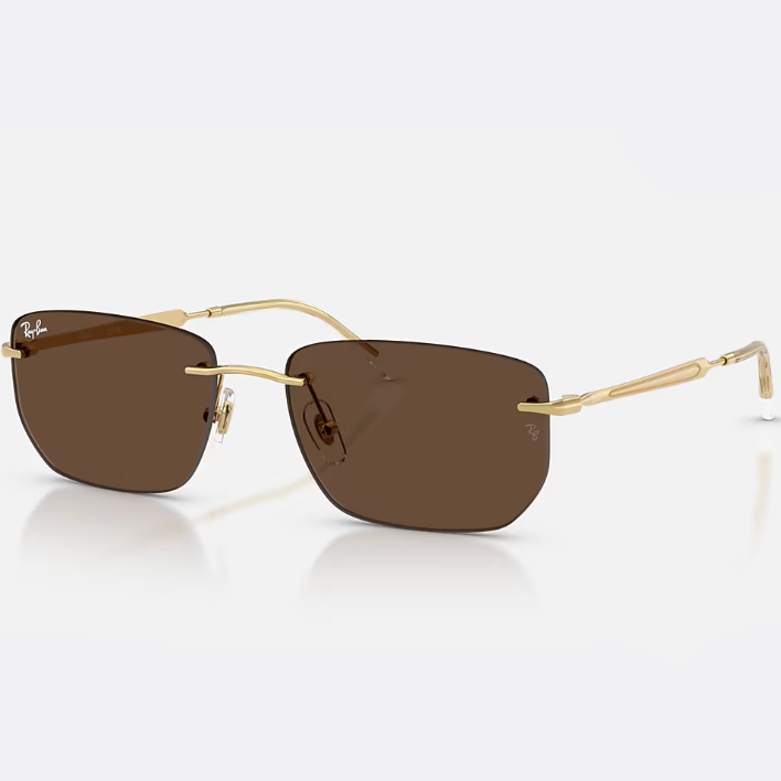Ray Ban Men Irregular Frame Shiny Arista Gold Sunglasses