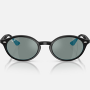 Ray Ban Men Oval Frame Shiny Dusty Black Sunglasses