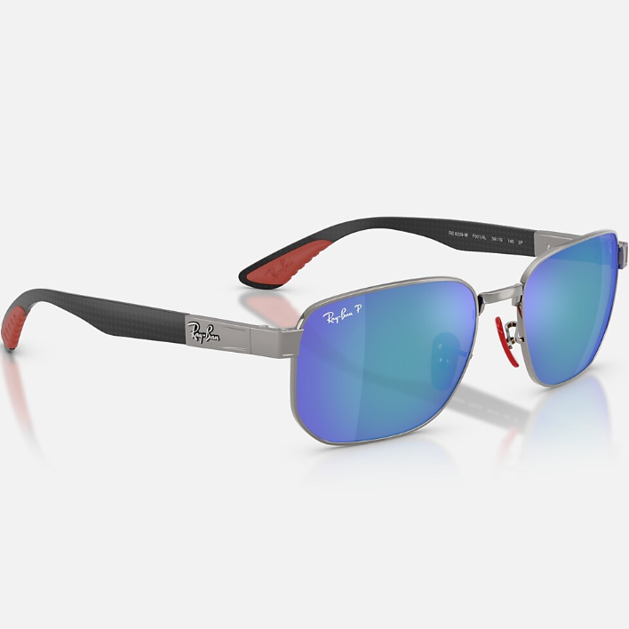 Ray Ban Men Irregular Frame Polished Shiny Gunmetal Sunglasses