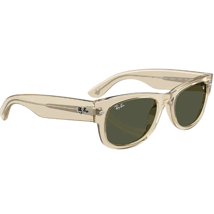 Ray Ban Men Square Frame Polished Beige Sunglasses