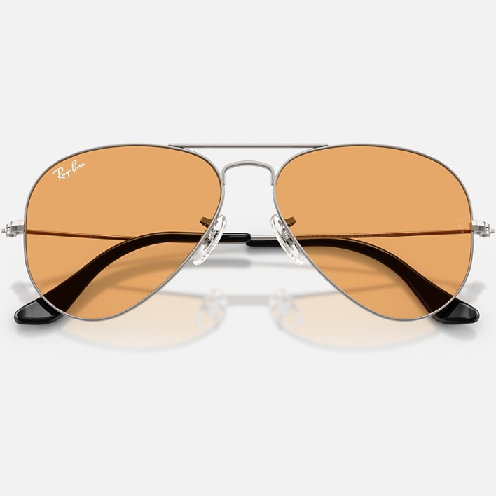 Ray Ban Men Pilot Frame Shiny Polished Gunmetal Sunglasses