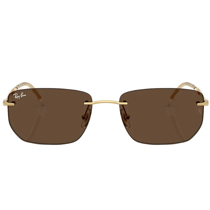 Ray Ban Men Irregular Frame Shiny Arista Gold Sunglasses
