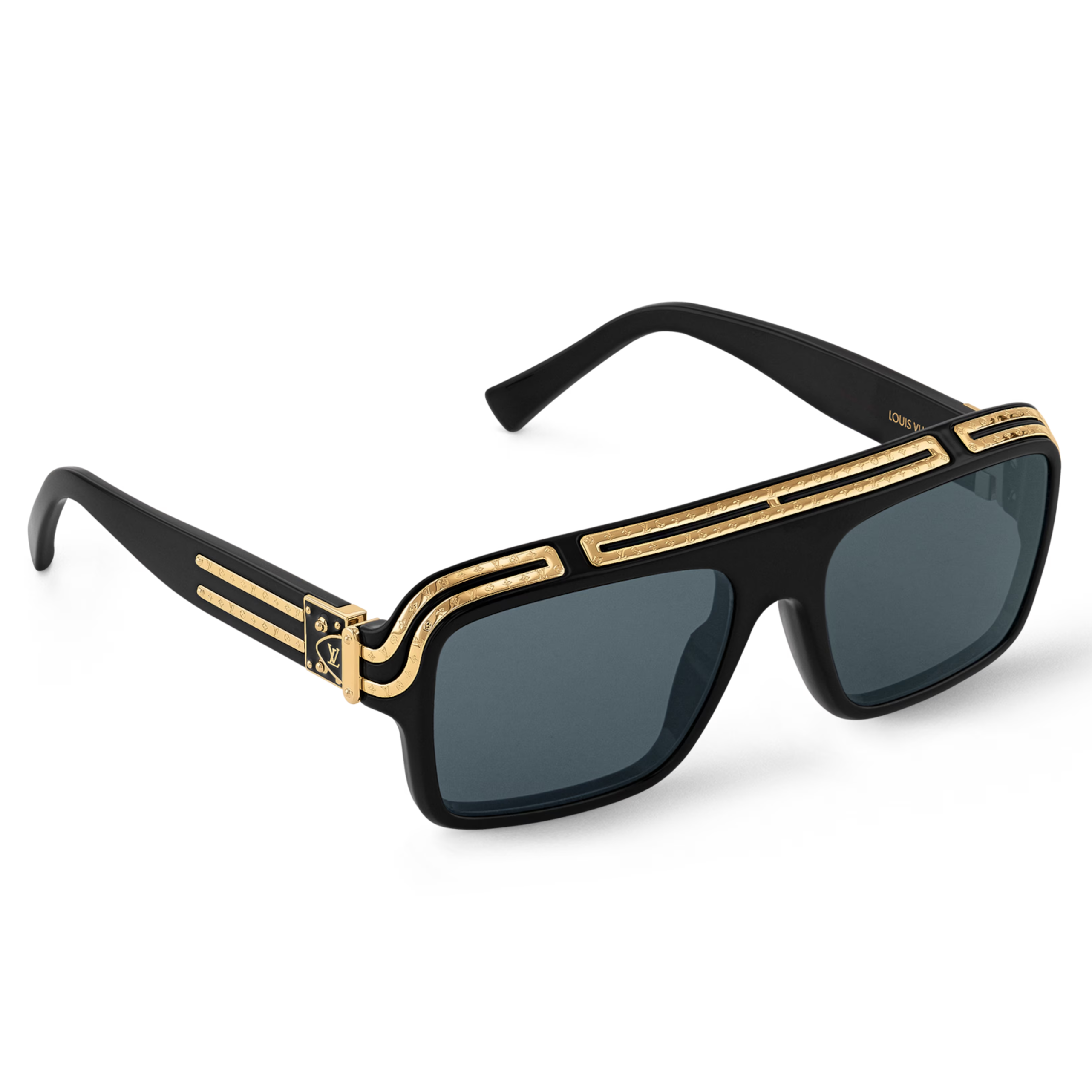 Louis Vuitton Men Pilot Frame Shiny Smoky Black Sunglasses