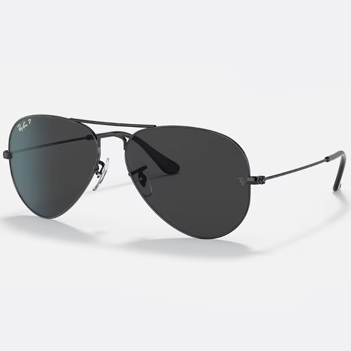 Ray Ban Women Pilot Frame Shiny Deep Black Sunglasses