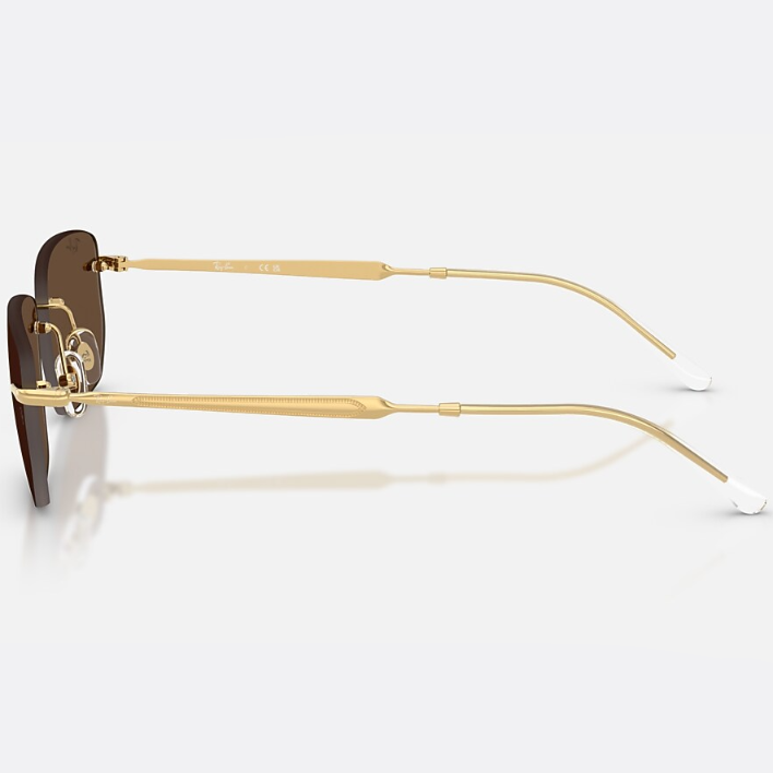 Ray Ban Men Irregular Frame Shiny Arista Gold Sunglasses