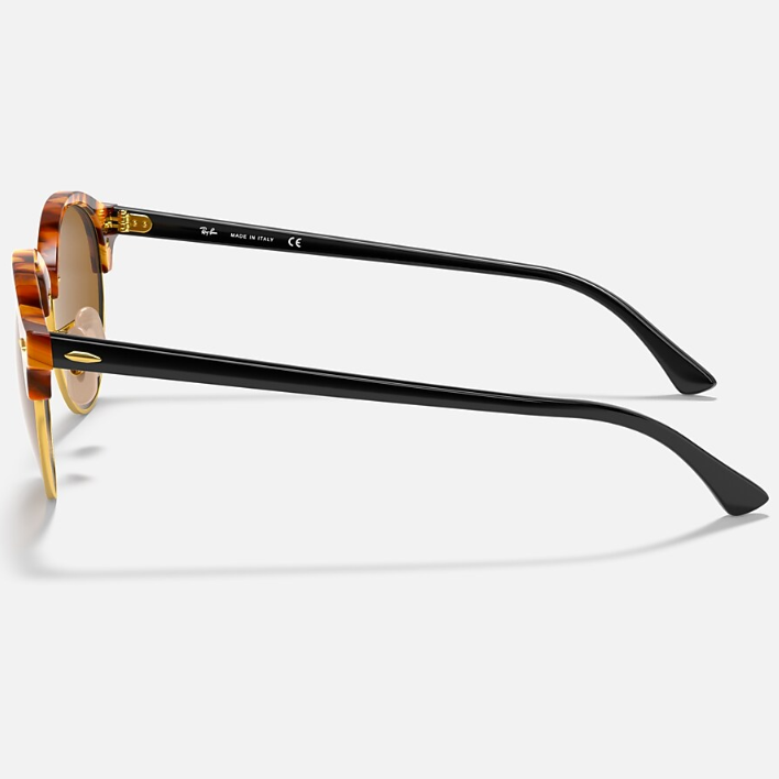 Ray Ban Men Round Frame Polished Brown Havana Sunglasses