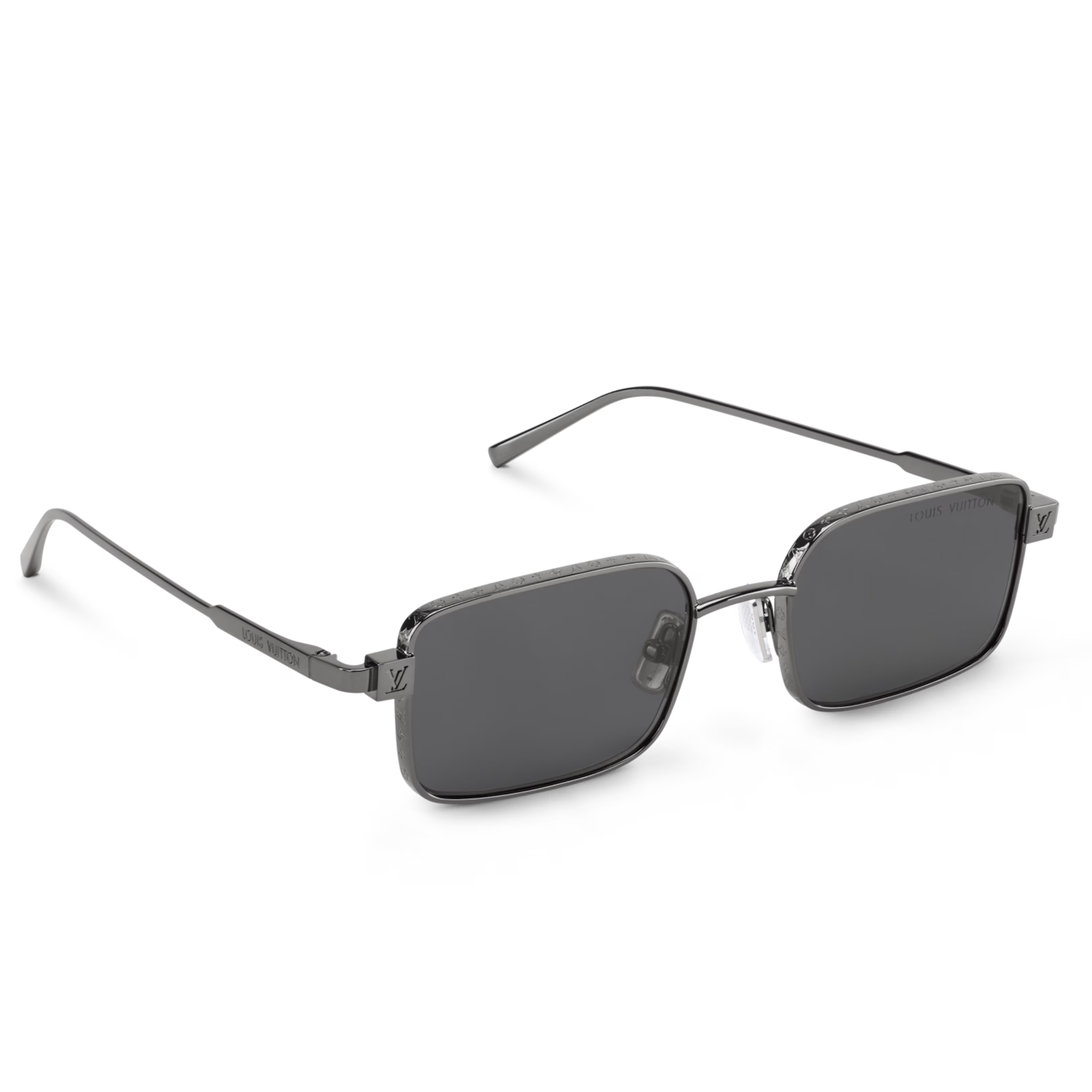 Louis Vuitton Men Square Frame Shiny Dusty Black Sunglasses