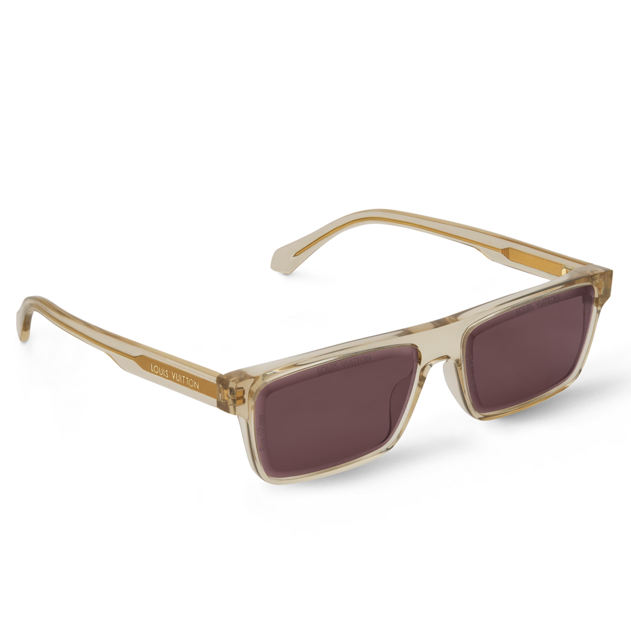 Louis Vuitton Men Sqaure Frame Crystal Camel Sunglasses