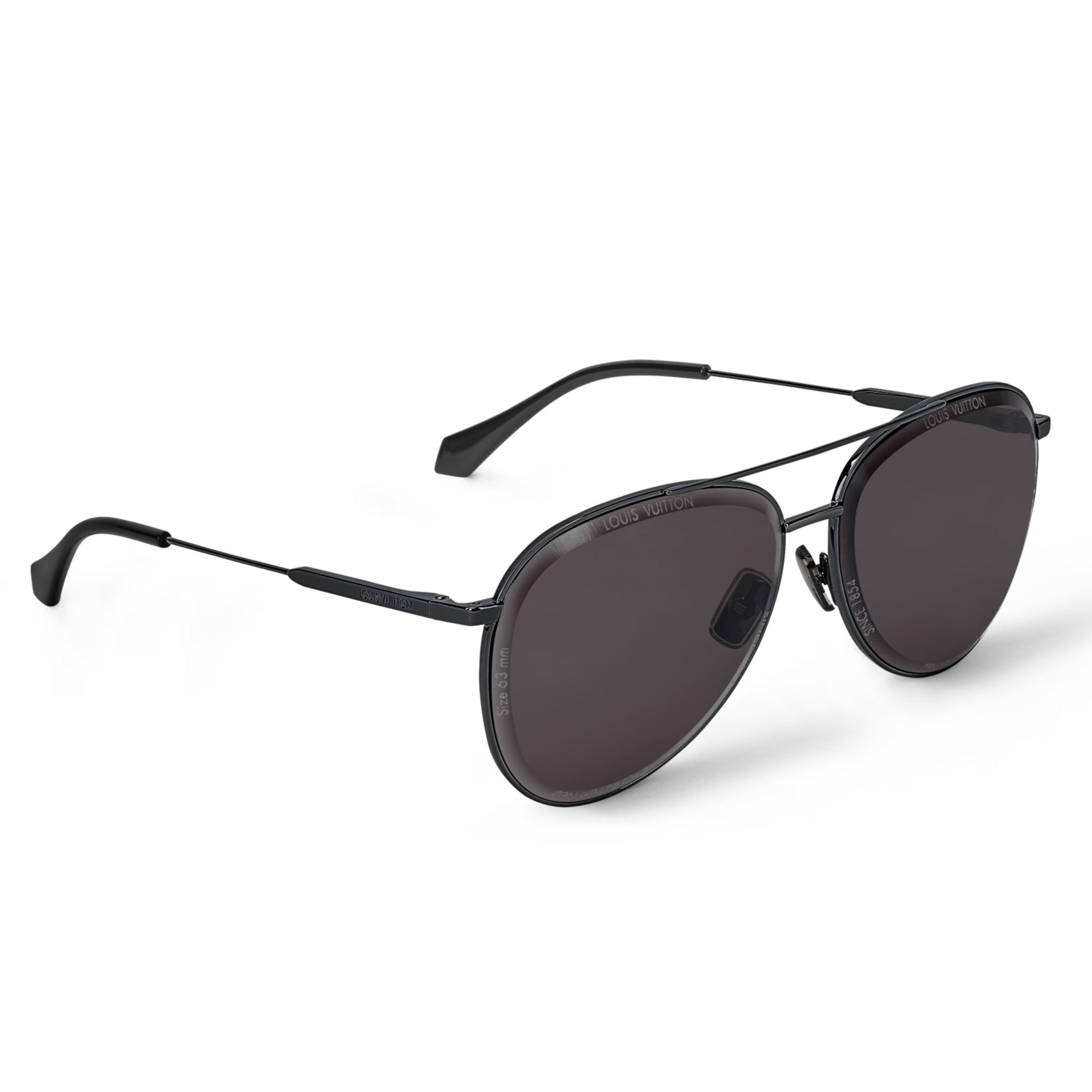 Louis Vuitton Men Pilot Frame Shiny Dusty Black Sunglasses