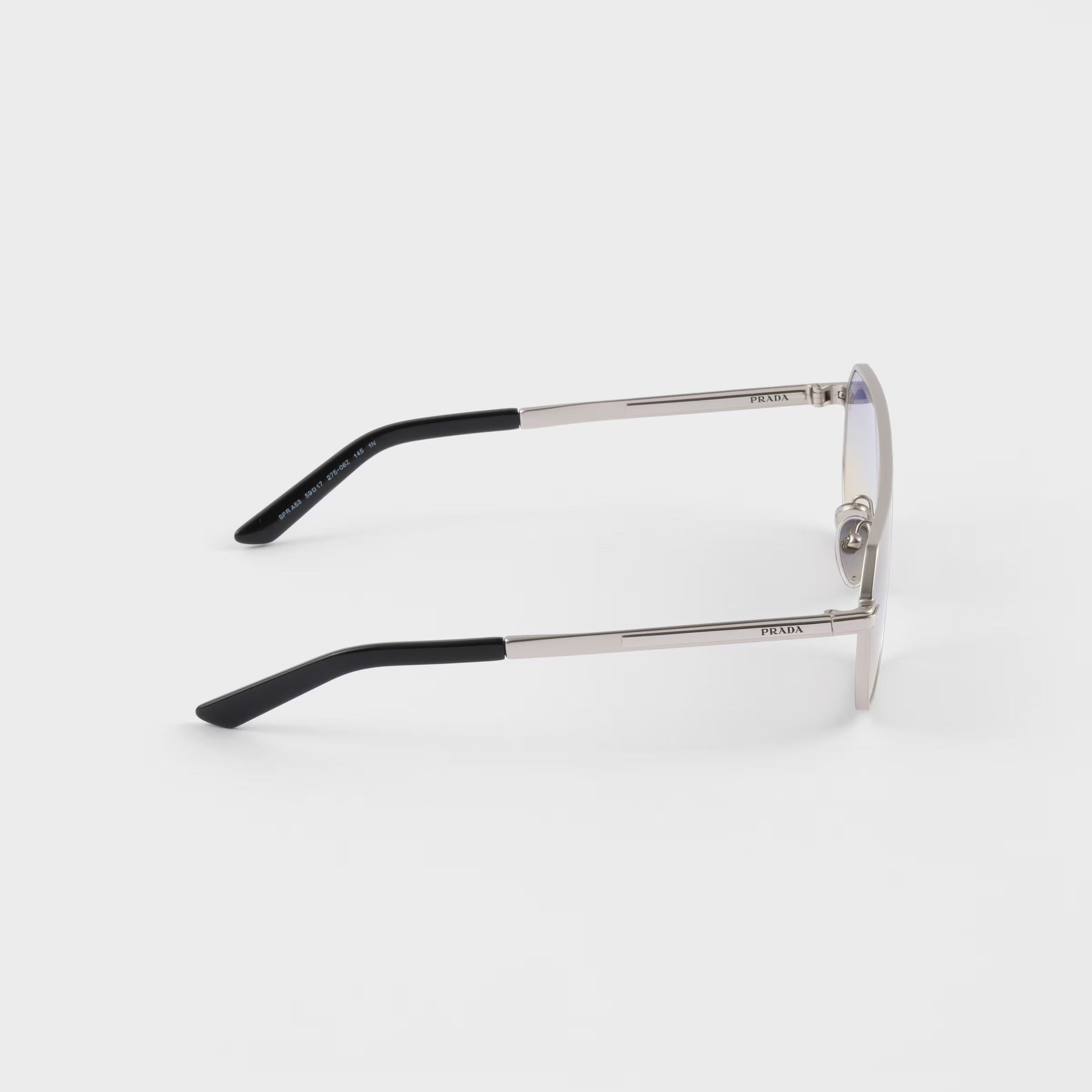Prada Men Geometric Frame Opaque Steel Gray Sunglasses