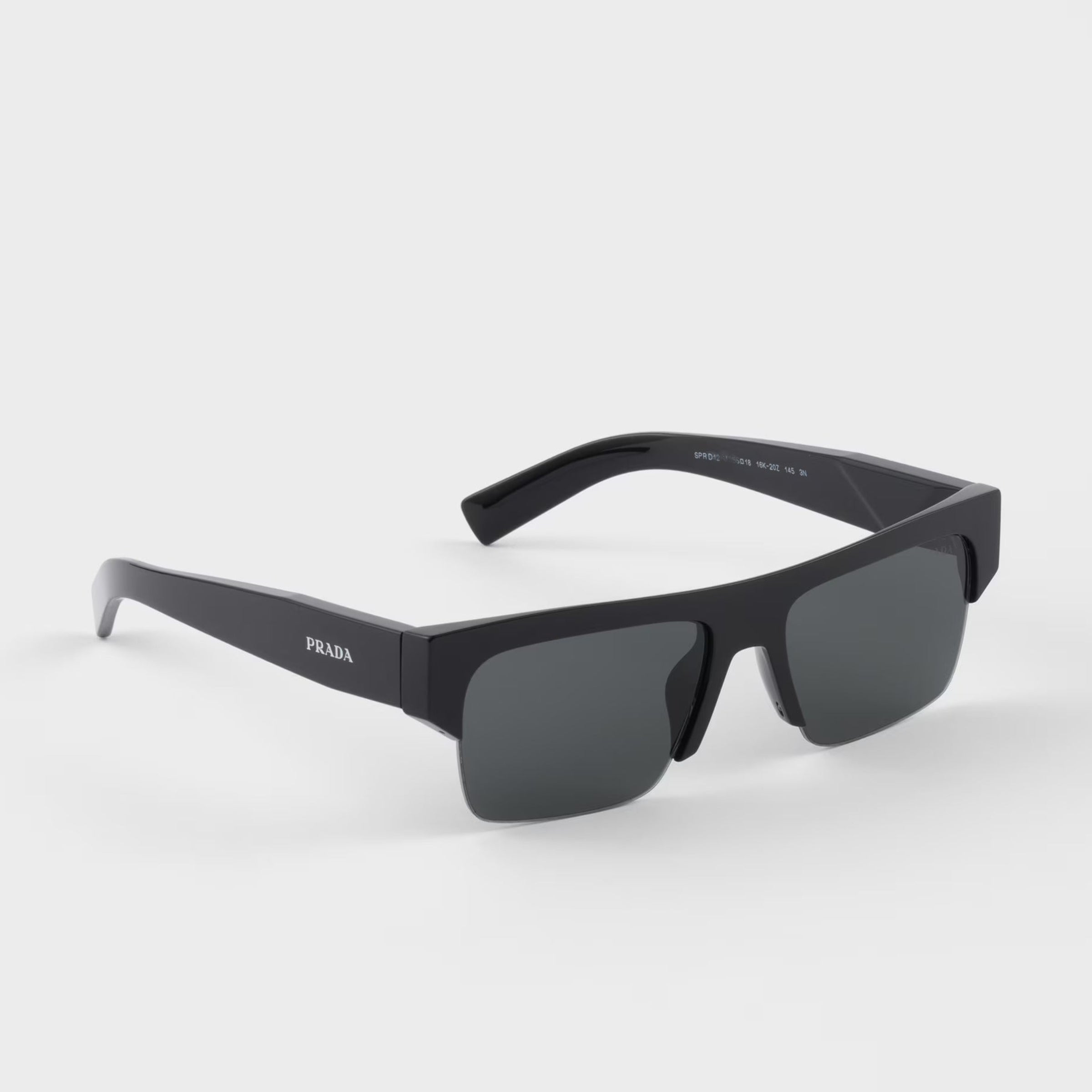 Prada Men Semi-rimless Frame Black Sunglasses