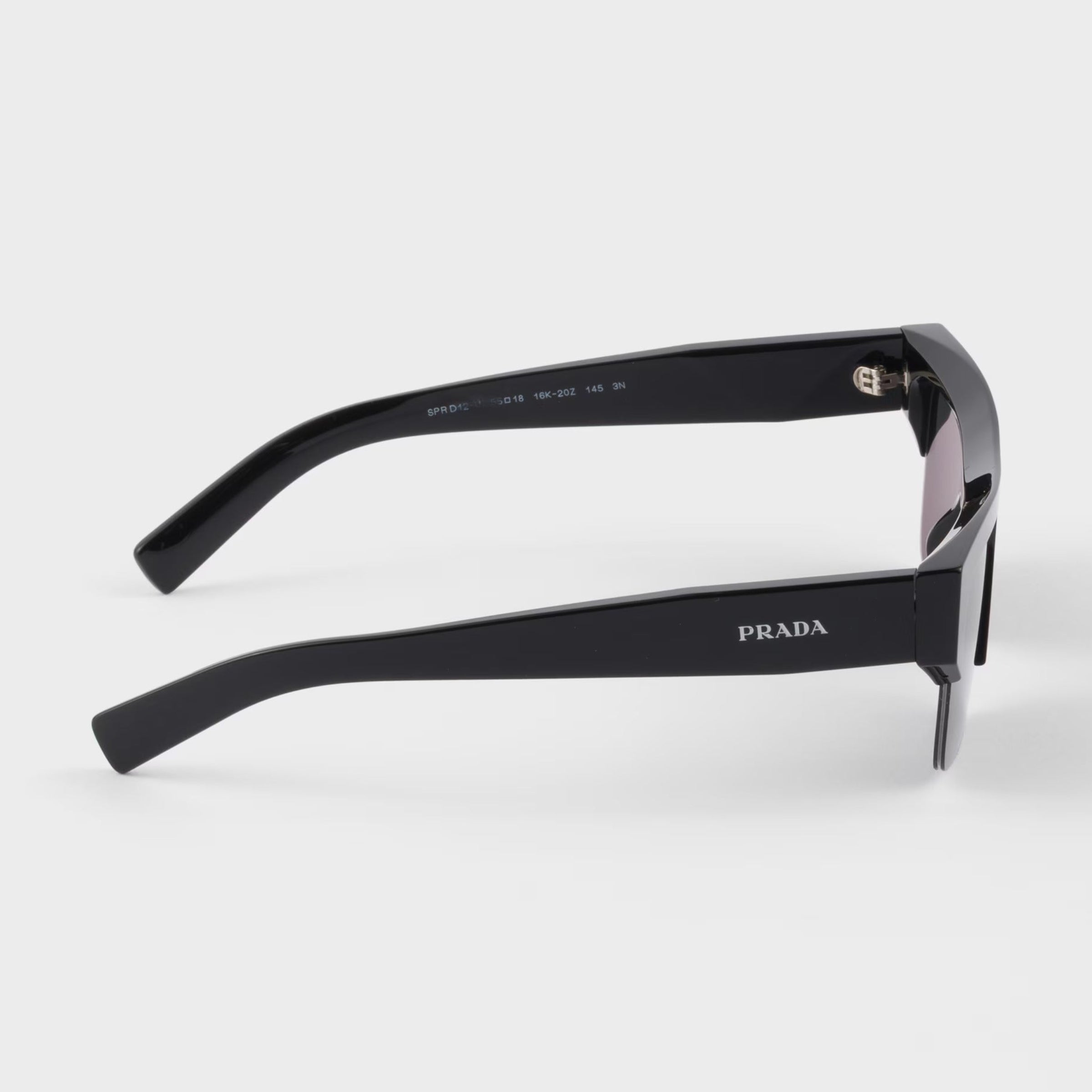 Prada Men Semi-rimless Frame Black Sunglasses