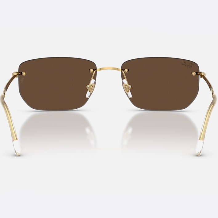 Ray Ban Men Irregular Frame Shiny Arista Gold Sunglasses